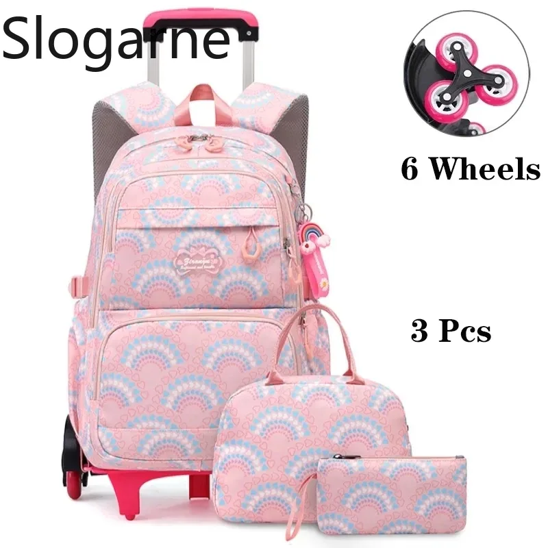 sac à roulettes étudiants sacs d'école roulants enfants sac à dos étanche 6 roues sacs à dos scolaires bagages de chariot de collège