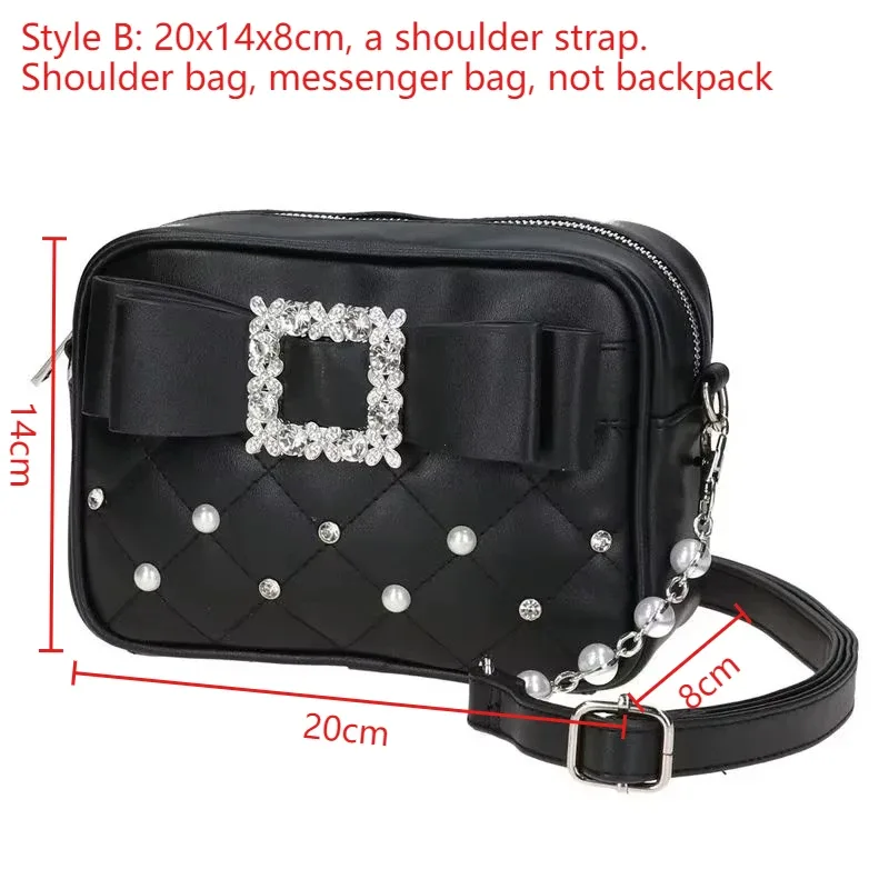lolita knot femmes bapa sac à main simple épaule bandoulière double sac coréen sle décontracté en cuir pu kawaii sac à dos ita sac
