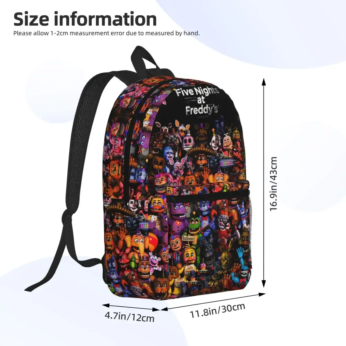 five n ights at freddy's fnaf sac à dos pour étudiants, sac d'école, sac à dos de randonnée, sac de voyage pour hommes et femmes, sac à bandoulière