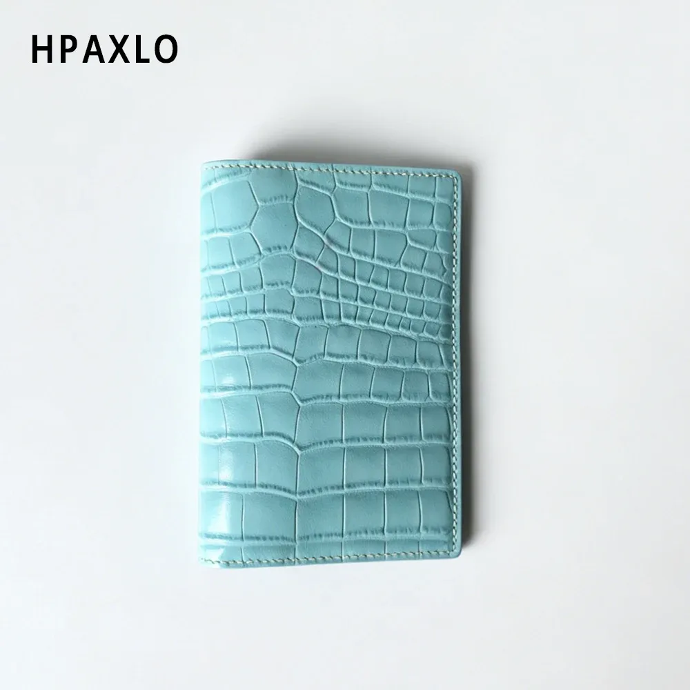 porte-passeport en cuir véritable gaufré crocodile, portefeuille de voyage avec blocage rfid, style himalayen, luxe, nouveau porte-passeport
