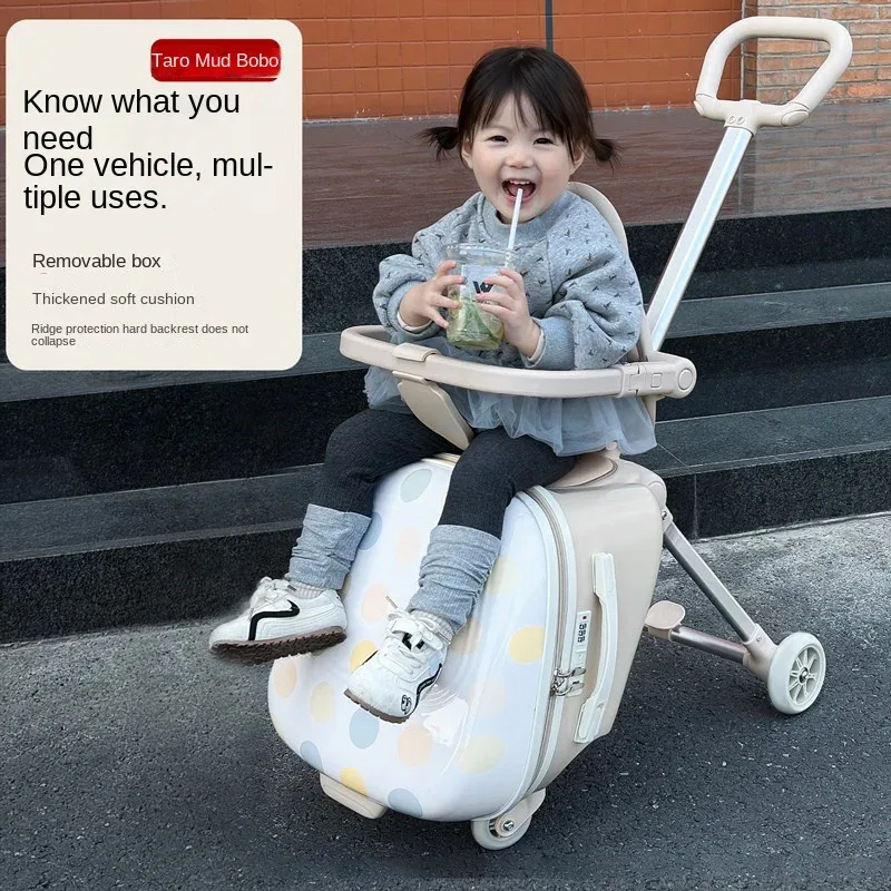 valise à roulettes pour enfants, 20 pouces, pliable, avec fonction de siège et de roulement, bagage cabine pour enfant