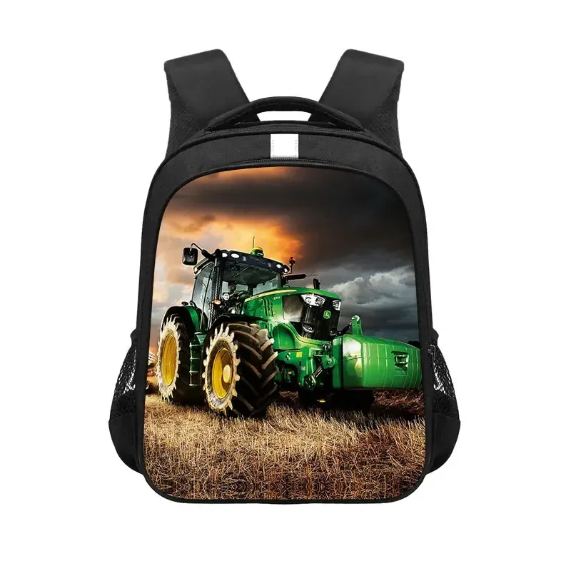 sac à dos de jeu avec tracteur de ferme imprimé, sac d'école de dessin animé pour garçon et fille, sac à dos pour ordinateur portable