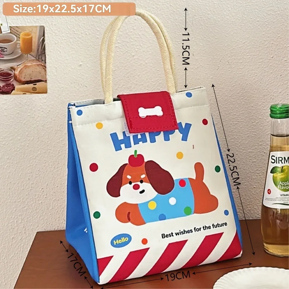 sac bento mignon pour les employés de bureau, sac fourre-tout de grande capacité, sac isotherme à motif de dessin animé, sac pour boîte à déjeuner pour étudiants