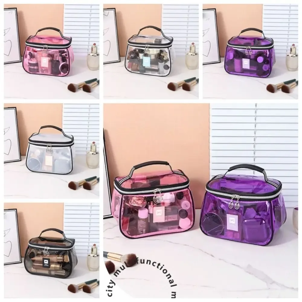 nouvelle trousse de toilette en pvc, grande capacité, imperméable, transparente, à main, pour organiser les articles de toilette, pour femmes