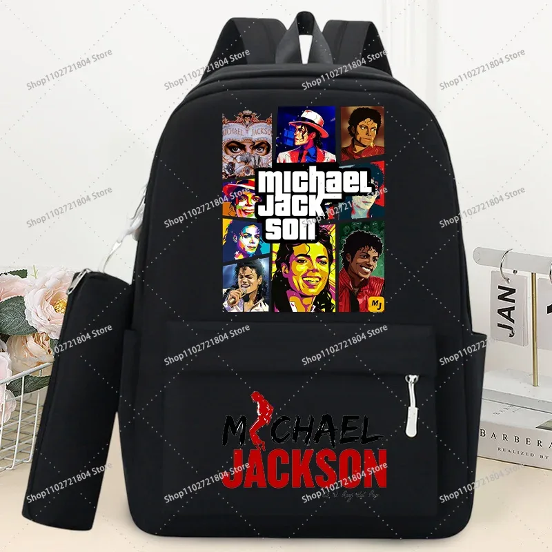 sac à dos king of pop michael jackson avec trousse à crayons, sac à dos à la mode imprimé anime, sacs à dos de rangement pour livres et papeterie pour étudiants