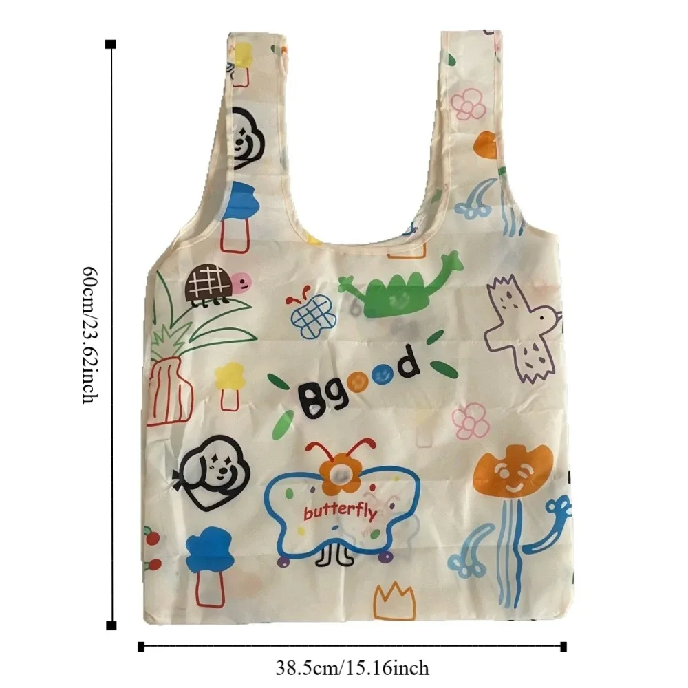sac de courses pliable en nylon créatif, sacs de rangement, fourre-tout, sac écologique de dessin animé, sac d'épicerie de voyage étanche réutilisable, collation