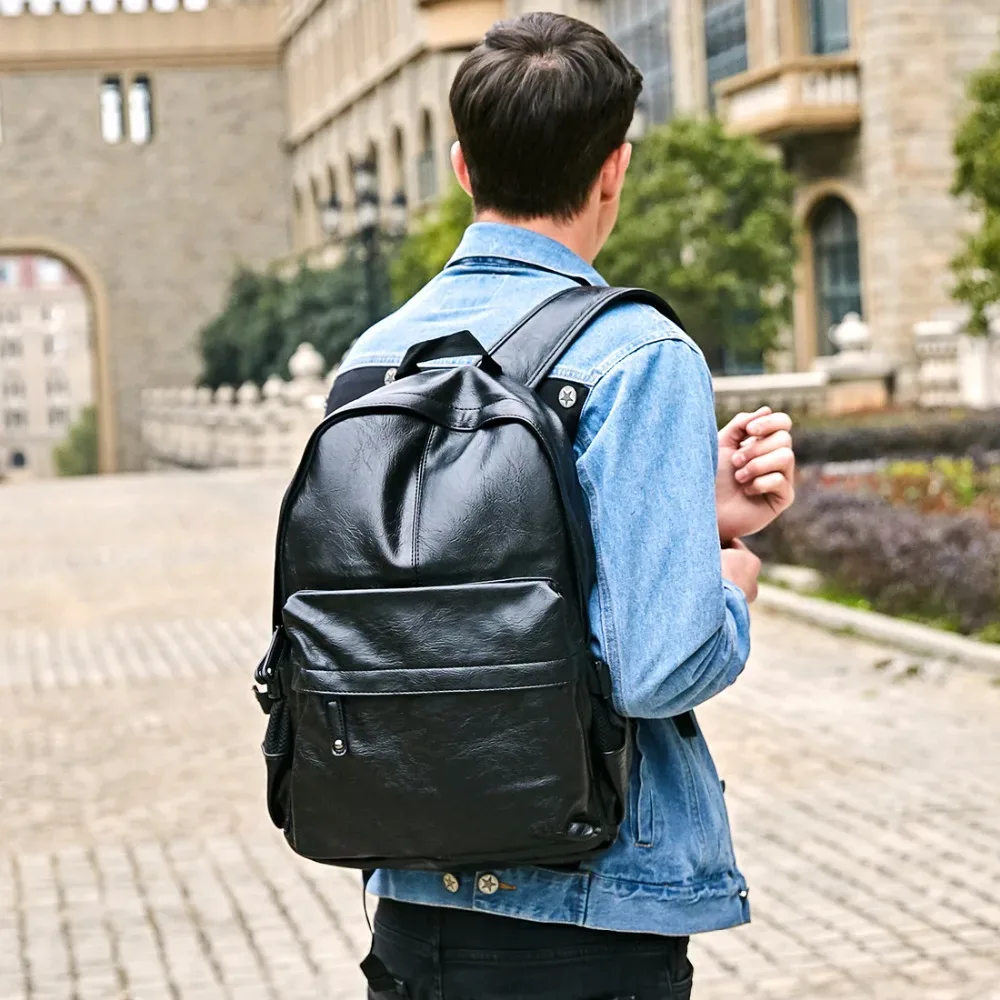 sac à dos d'école en cuir pour hommes, célèbre marque, style preppy, design simple, sacs de jour décontractés