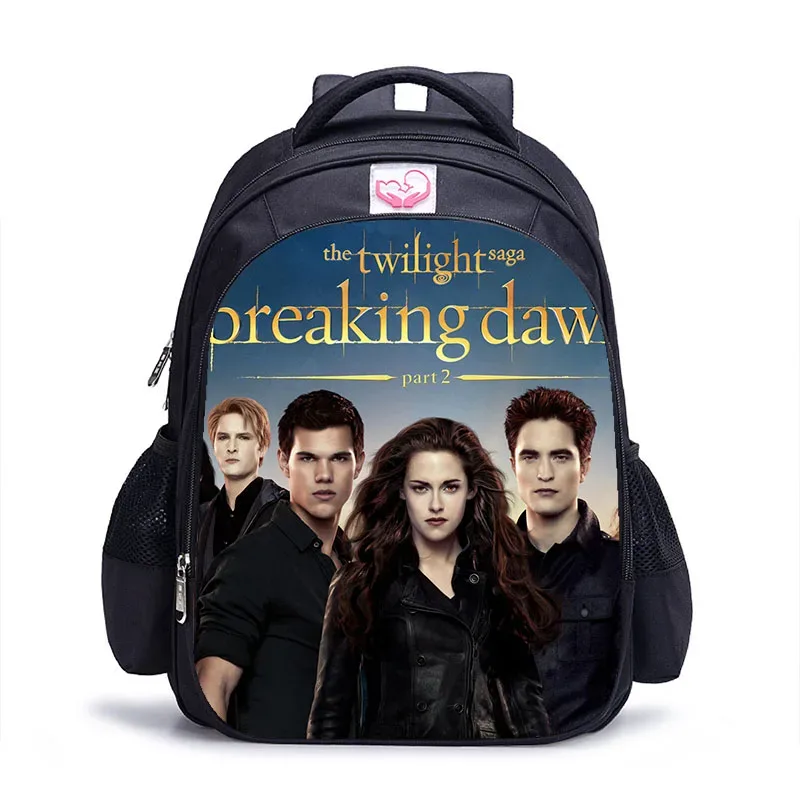 sac dos polyester twilight personnages imprimés pochette mesh latérale poche fendue ceinture air enfant adolescents usage école jour