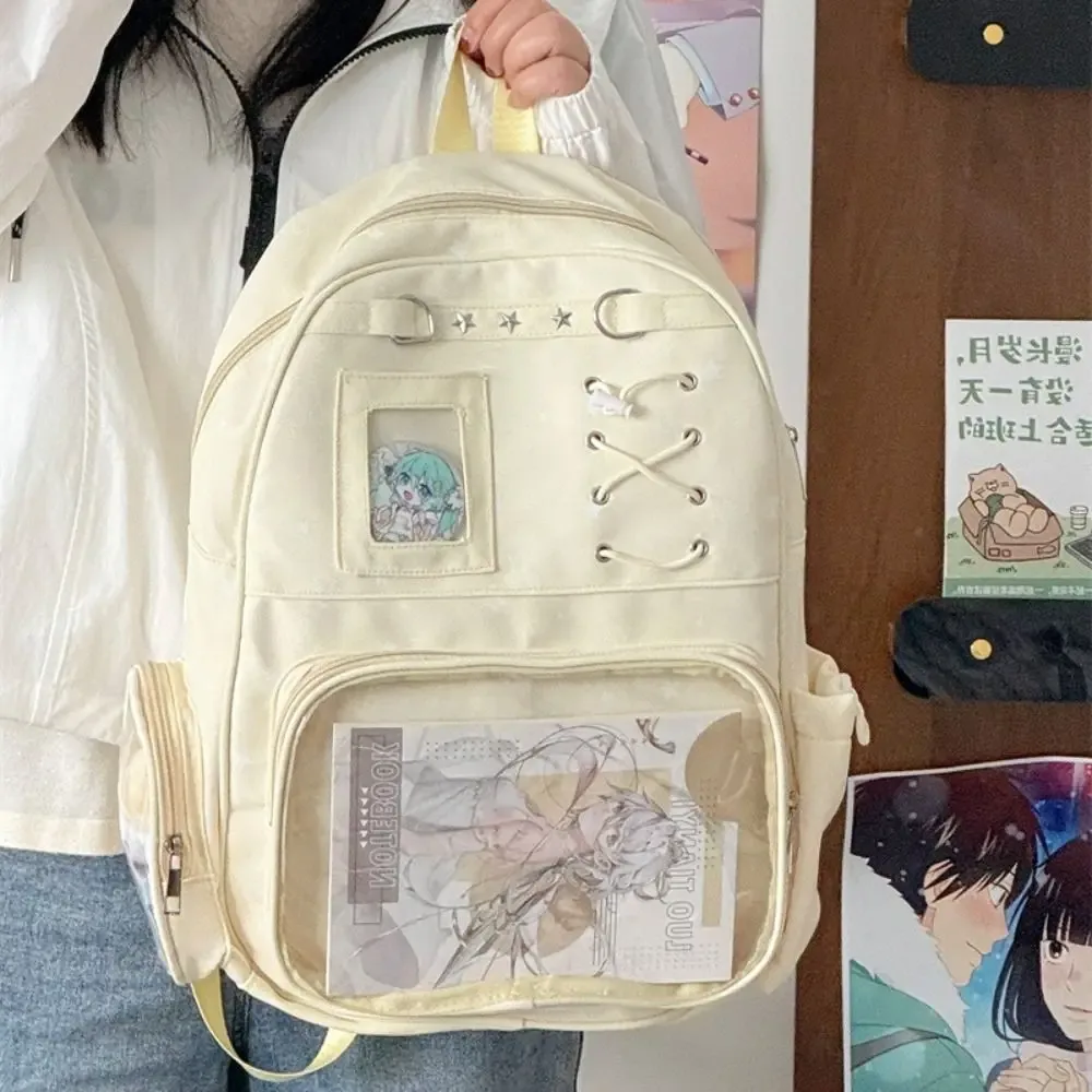 sac à dos transparent à imprimé étoiles, style lolita, itabag transparent, imprimé, avec plusieurs poches, pour usage quotidien.