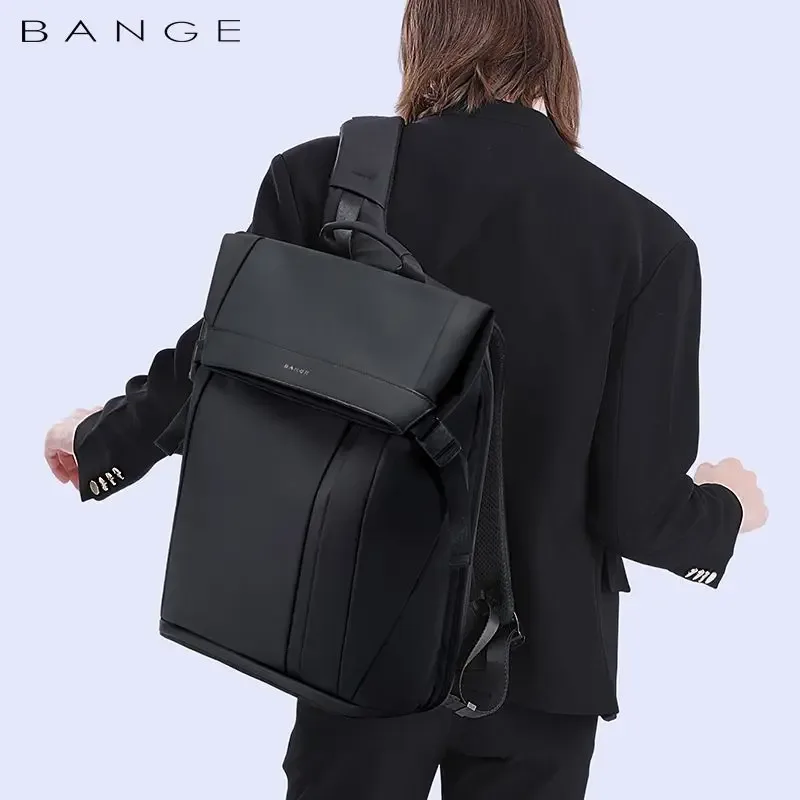 sac à dos d'affaires pour homme bange 15,6 pouces, sac à dos imperméable multi-compartiments, sac de voyage noir, adapté aux hommes