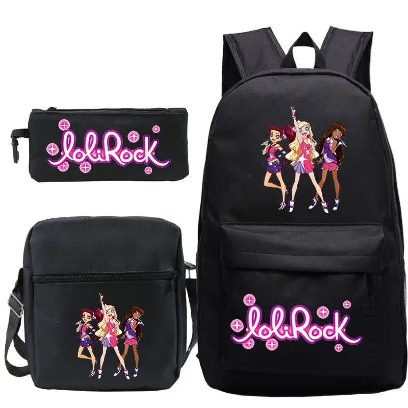 ensemble de sac à dos lolirock mignon pour garçons et filles, sacs d'école animés, sac à dos de voyage pour hommes et femmes, cadeau pour adolescents, 3 pièces