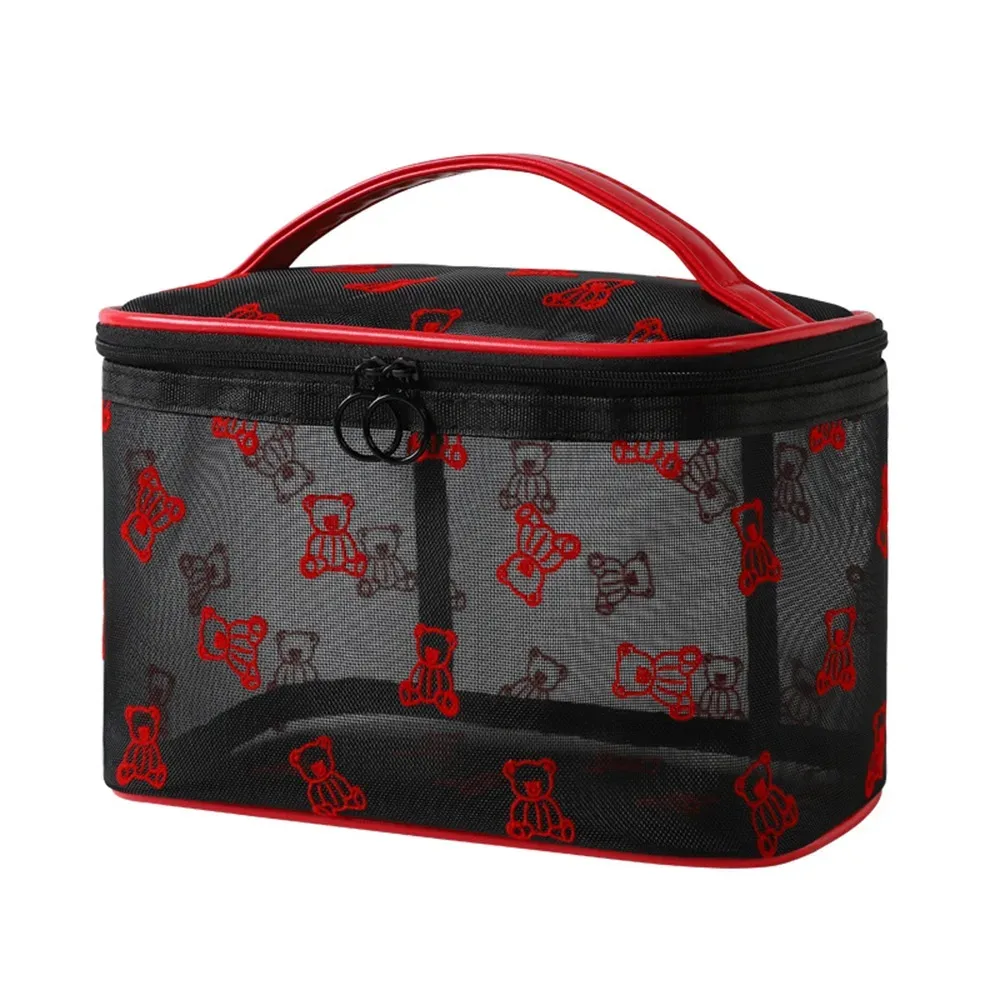 sacs à cosmétiques en maille grande capacité, pochette de rangement multifonctionnelle pour articles de toilette, fermeture éclair avec poignée, organisateur d'objets divers pour le camping