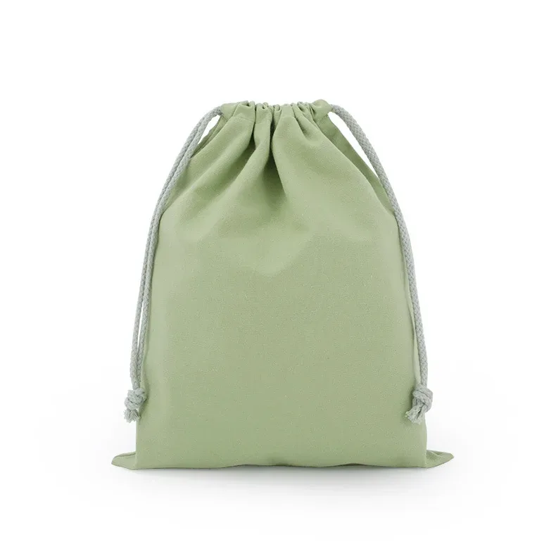 sac d'emballage en toile de coton et polyester avec cordon de serrage, personnalisable avec logo, blanc uni, pour cadeaux et rangement