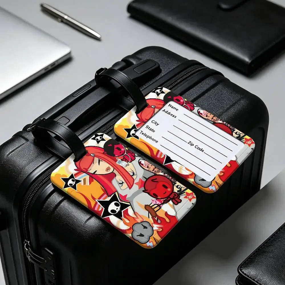 étiquette de bagage anti-perte en pvc durable, avec carte d'information, légère, pour identification des bagages, inspirée de l'anime japonais t-tokidoki
