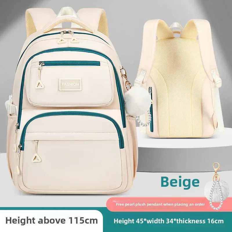 sac à dos scolaire avec pendentif en perles pour filles, en nylon imperméable, sac à dos pour adolescents, sac à dos pour étudiantes, sac à dos de voyage pour femmes, sacs kawaii.