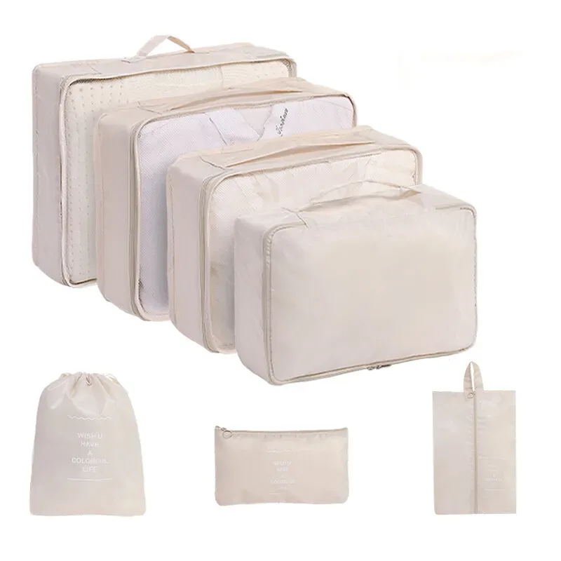 organisateur voyage polyester beige clair poches transparentes visibilité optimal sécurité accrue organiser vêtements accessoires