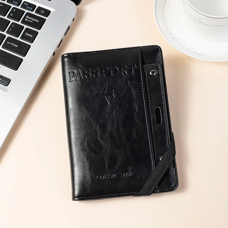 porte-passeport et portefeuille en un, antivol, anti-démagnétisation, sac de rangement multifonctionnel pour documents et cartes, porte-billets de voyage, organiseur portable pour documents professionnels et de voyage, housse de protection essentielle pour documents à l'usage de l'étranger.