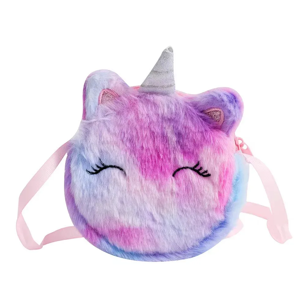 sac à bandoulière en peluche pour enfants, portefeuille licorne de dessin animé mignon, sac à main pour filles, accessoires pour bébés