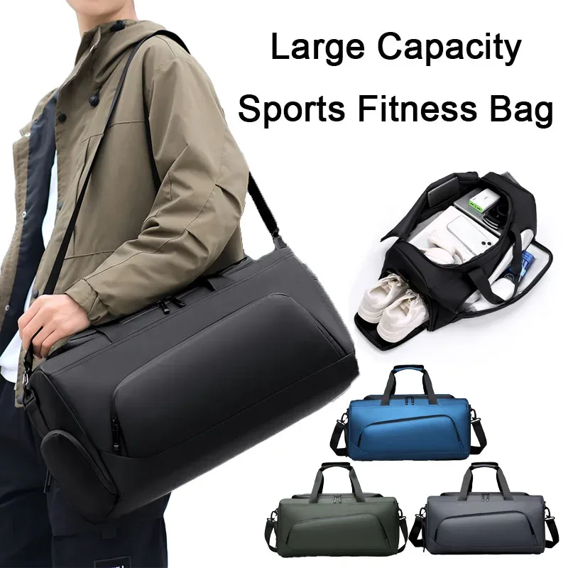 sac de sport, sac à main de grande capacité, sac de voyage portable, multi-compartiments avec rangement pour chaussures, parfait pour les vacances