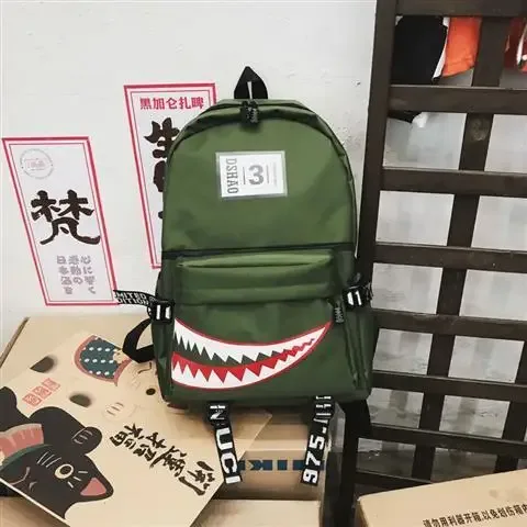 grands sacs à dos tendance pour filles et garçons, sacs à dos d'école imperméables noirs, sacs de voyage pour femmes avec imprimé requin, mochilas escolares