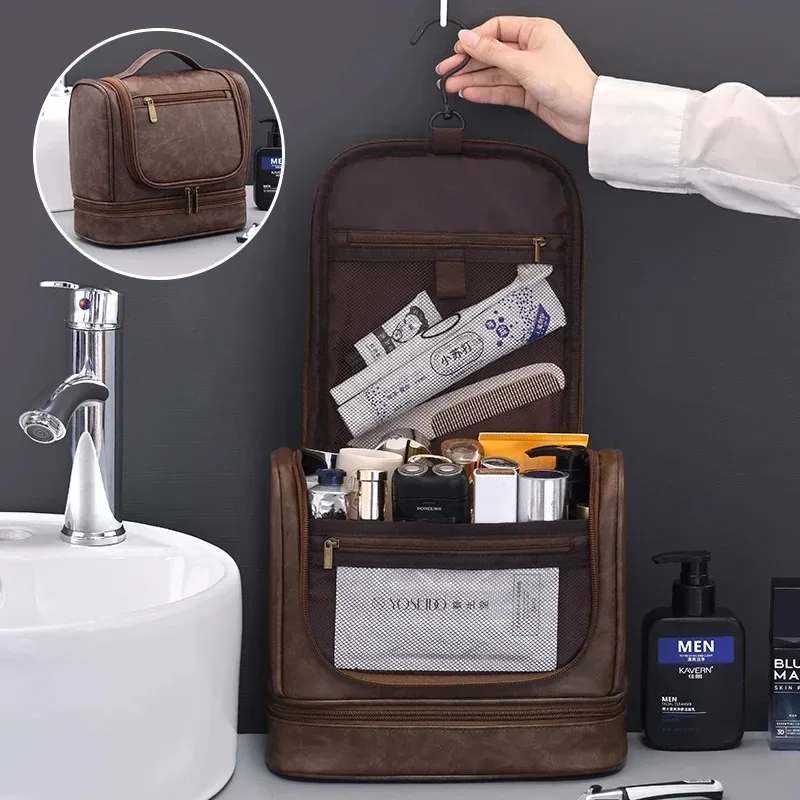 trousse de toilette d'affaires transfrontalière pour hommes, sac de maquillage étanche multifonctionnel haut de gamme de grande capacité, sac de rangement à main