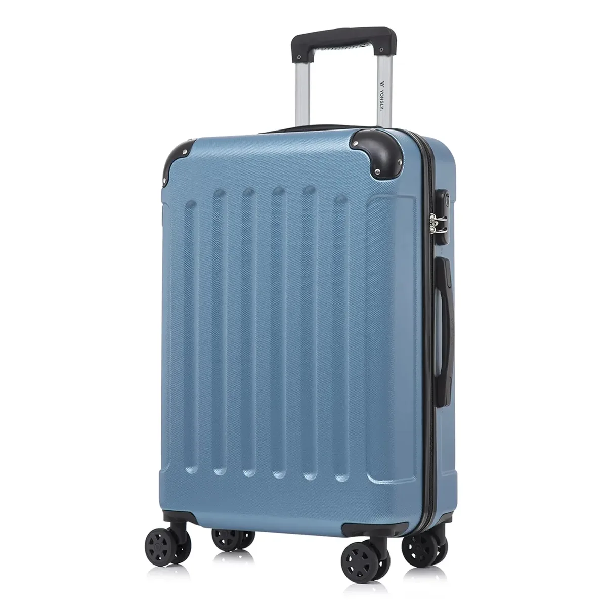valise yonsly 16/20/24/28 pouces 4 roues 360° ° valise à roulettes robuste avec double fermeture éclair, serrure à combinaison, sac en filet, double fermeture éclair, poignée en caoutchouc souple, bagage à main
