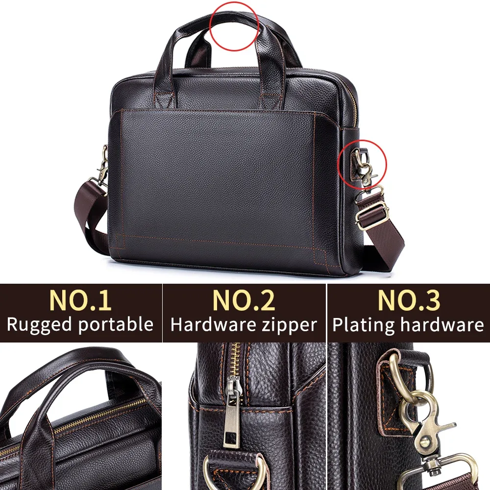 sac à main en cuir pour homme, mallette en cuir de vachette pleine fleur, sac pour ordinateur portable en cuir, sac de bureau à bandoulière.