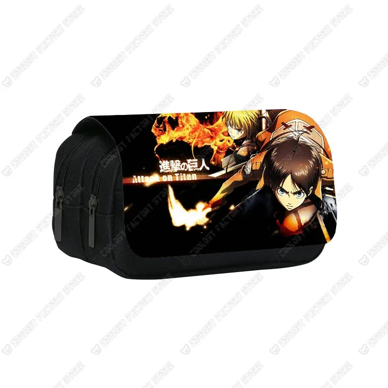 trousse à cosmétiques shingeki no kyojin, sac à stylos, levi eren, boîte à crayons, porte-brosse, étuis scolaires, anime attack on titan