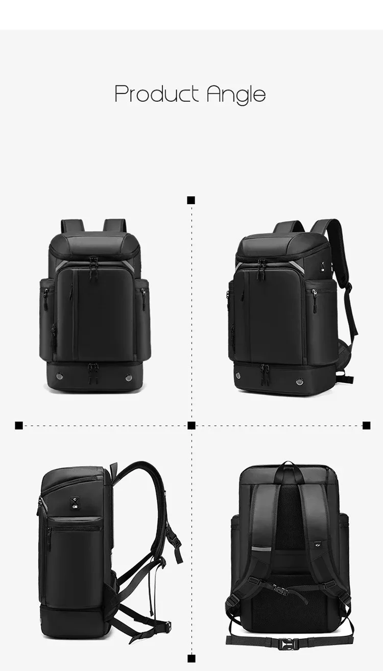 sac à dos de voyage pour hommes, grande capacité, sac à dos de randonnée, sac à dos d'affaires pour ordinateur portable 17 pouces, sac à dos de randonnée 50l, sac à dos tendance avec compartiment à chaussures