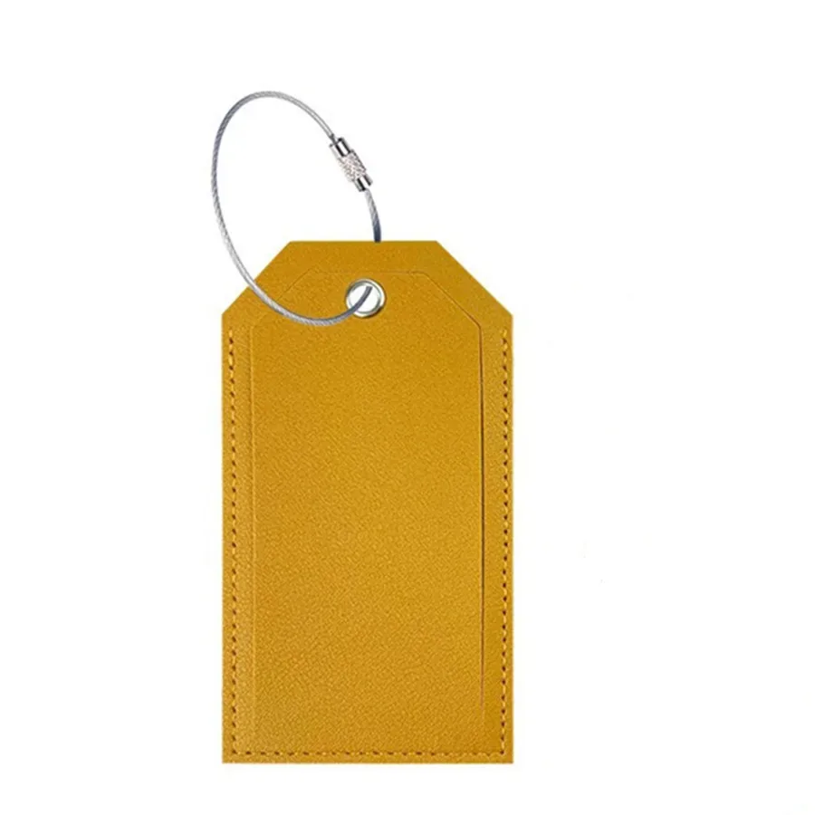 étiquette bagage simili cuir pu lisse rectangulaire anneau métallique couleurs vivantes voyage identification nom adresse