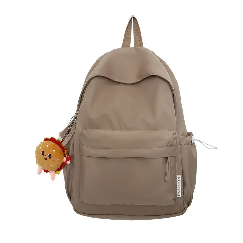 sac dos nylon polyester unisexe poche latérale zippée porte clés hamburger couleur solide voyage loisirs