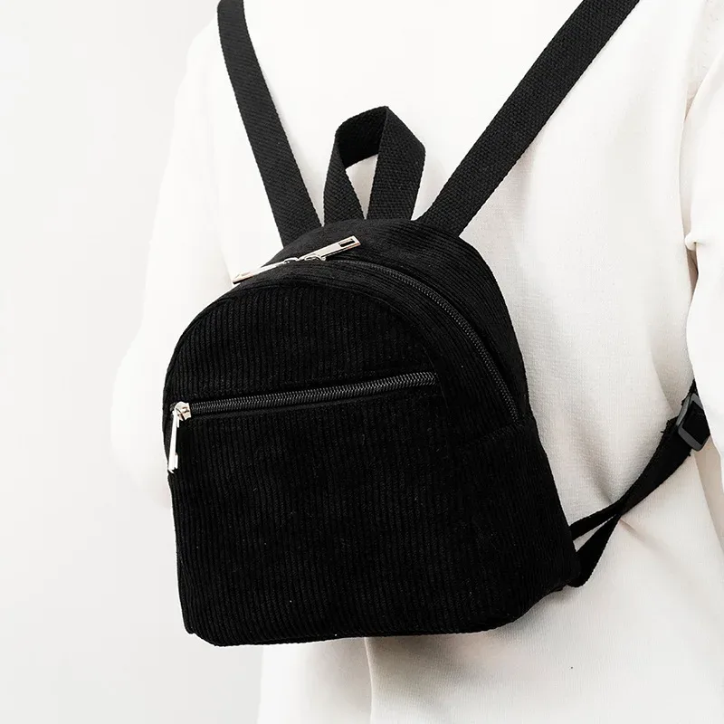 sac à dos en velours côtelé avec nom brodé personnalisé, solide, multicolore, simple, décontracté, léger, parfait pour les déplacements quotidiens, voyage essentia