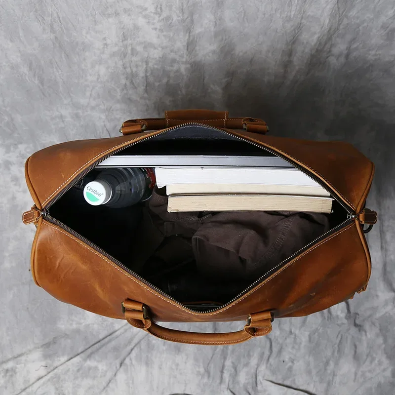 sac de voyage rétro en peau de cheval en elin pour couche de tête, sac à bagages de moto, sac de voyage d'affaires de grande capacité, peau de vache, déterminer