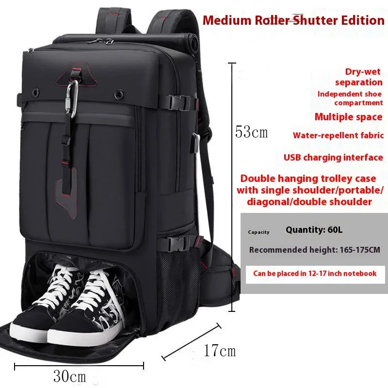 sac à dos de voyage de grande capacité 50l 70l, bagages, entraînement sportif, fitness, chaussures indépendantes, sac de rangement, sacs pour ordinateur portable