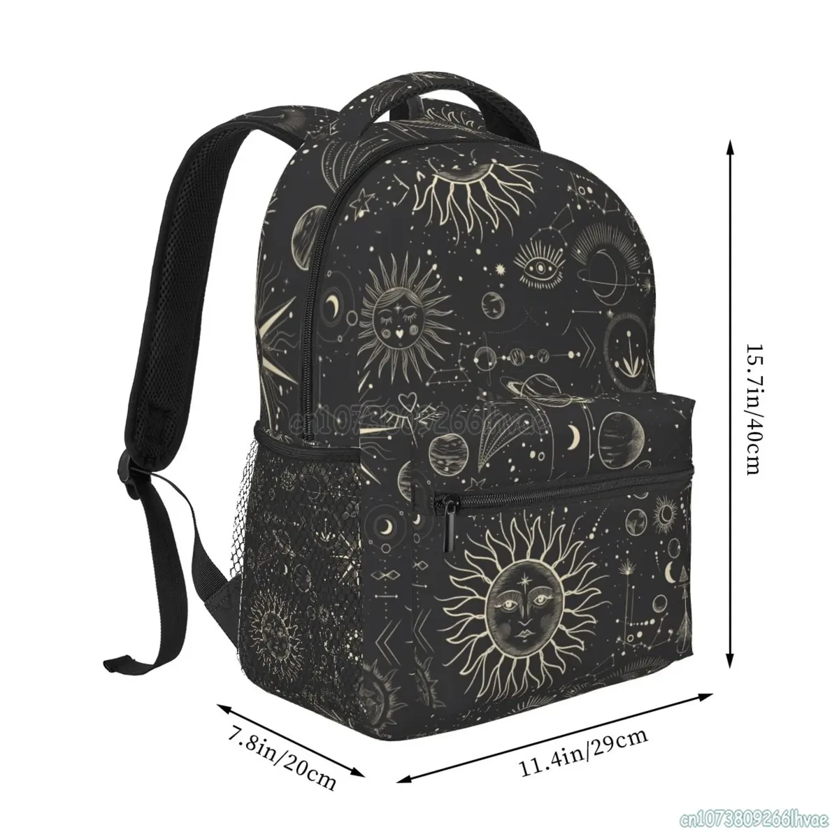 sac à dos de voyage souple unisexe, motif céleste, soleil et lune, sacs à dos gothiques mystiques, cartable pour étudiants