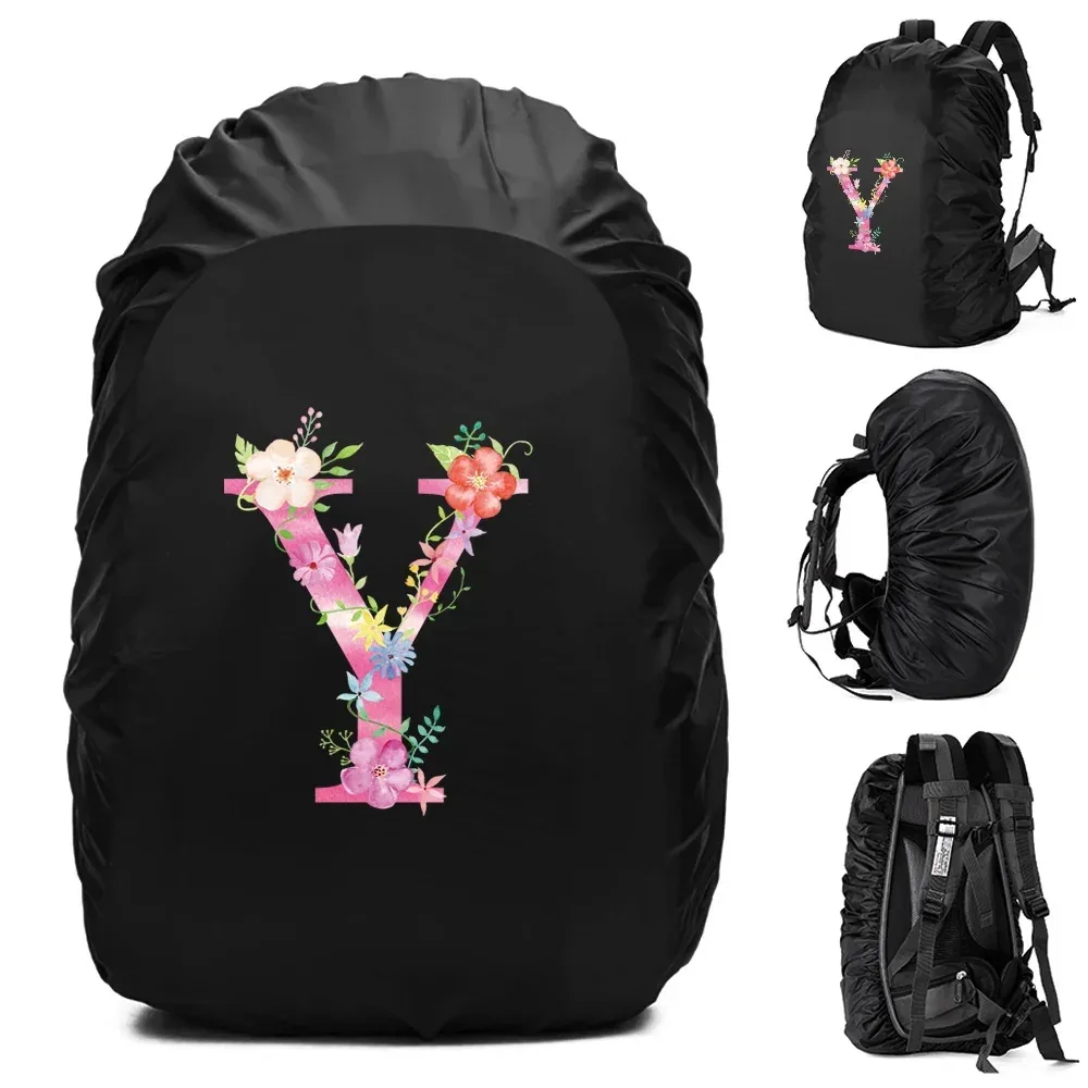 sac à dos étanche unisexe, housse de pluie, sac de camping en plein air, randonnée, escalade, sports, housse de pluie anti-poussière, imprimé lettre rose, 30l, 40l, 70l