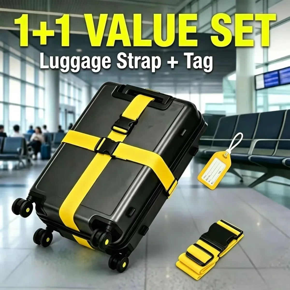 ceinture bagage polyester colorée badge identification sangle régulable longueur attachement sac main voyage travail bleu rouge vert jaune orange