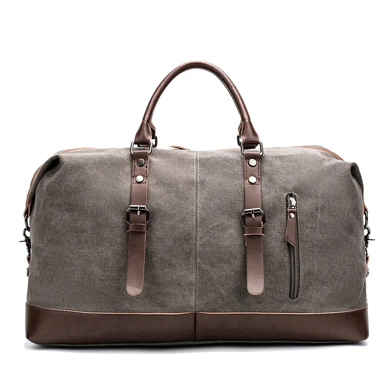sac de voyage décontracté rétro européen et américain de grande capacité, sac messager en cuir pu et toile pour hommes, sac de sport fitness