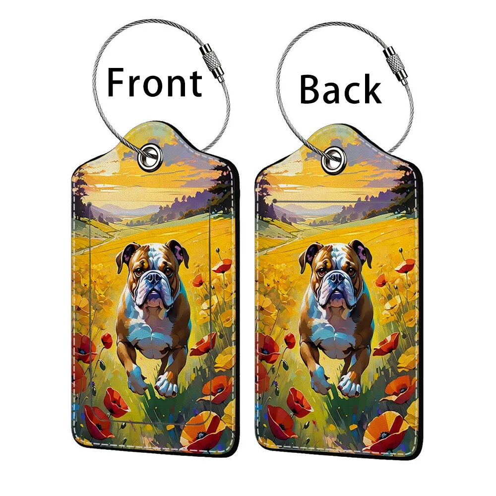 offre spéciale mignon chien en cuir affaires étiquette de bagage valise adresse étiquette bagages embarquement étui étiquette nom id adresse clip