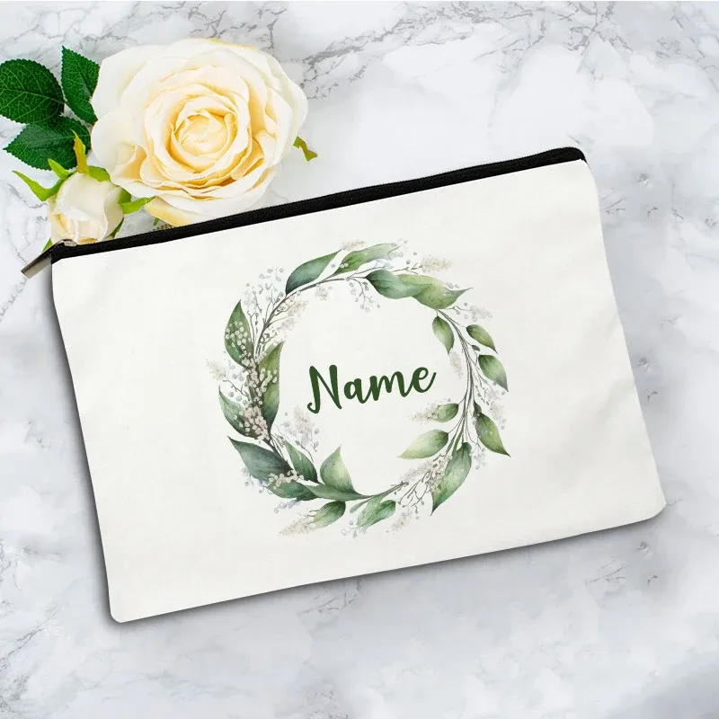 pochette zippée à motif floral pour femme, sac de voyage, organisateur en toile, trousse de maquillage, cadeau pour enseignant avec nom personnalisé lady f