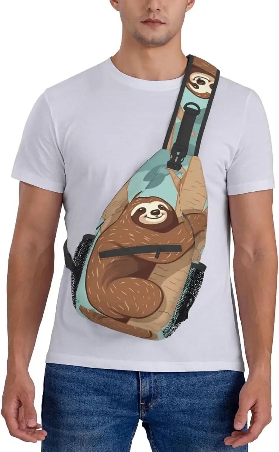 sac dos polyester marron bleu paresseux souriant compacts compartiments poche latérale transports actifs urbains