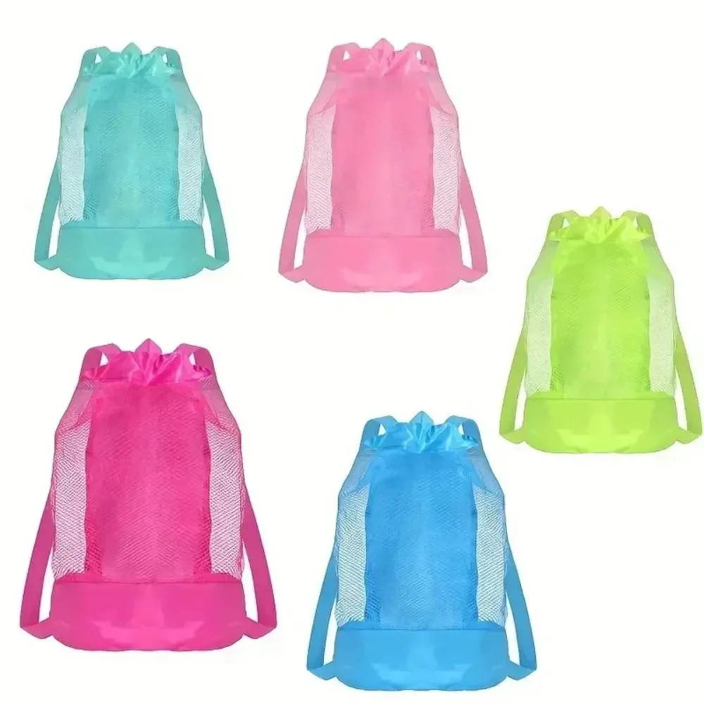 sac à dos de plage résistant au sable, fermeture à cordon extra-large, sacs de rangement de plage, sangles réglables, sacs à dos en filet de voyage