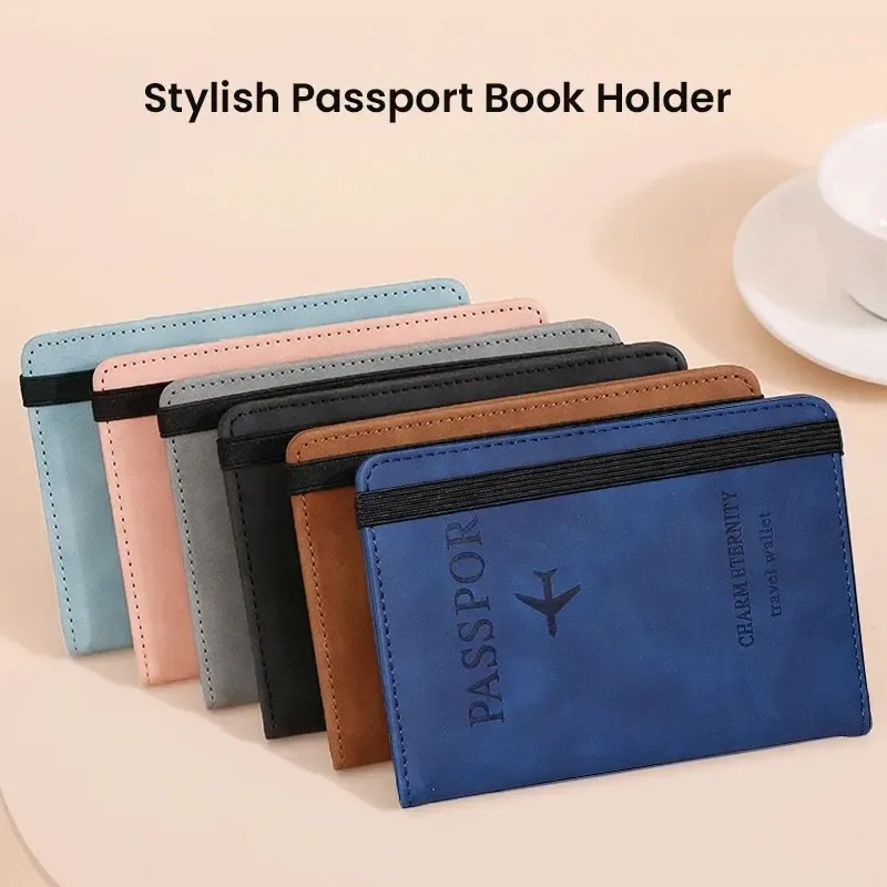 portefeuille porte-passeport à blocage rfid – housse en cuir pu pour hommes et femmes, porte-carte, essentiel de voyage pour les vacances en famille