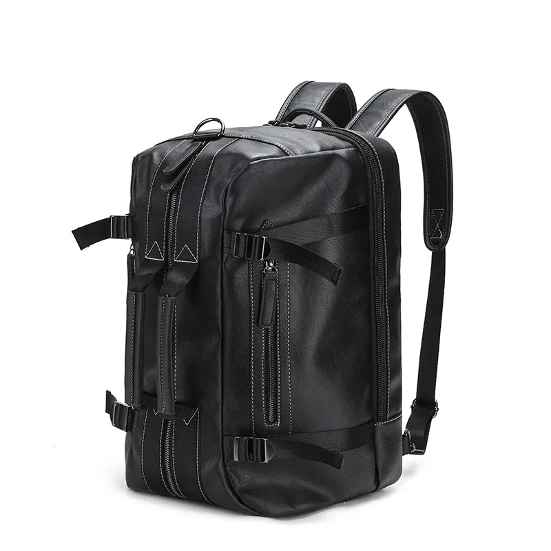 sacs à dos en pu solide de haute qualité, grande capacité, sens du luxe, multifonctionnel, durable, sacs de voyage pour hommes, décontracté, nouveau, 2025