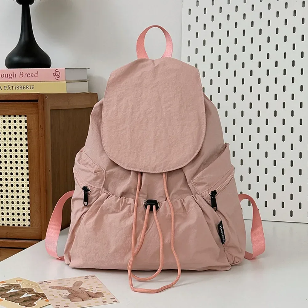 sac à dos de voyage léger et tendance, style coréen, imperméable, à cordon de serrage, grande capacité, en nylon, pour étudiants et adolescents