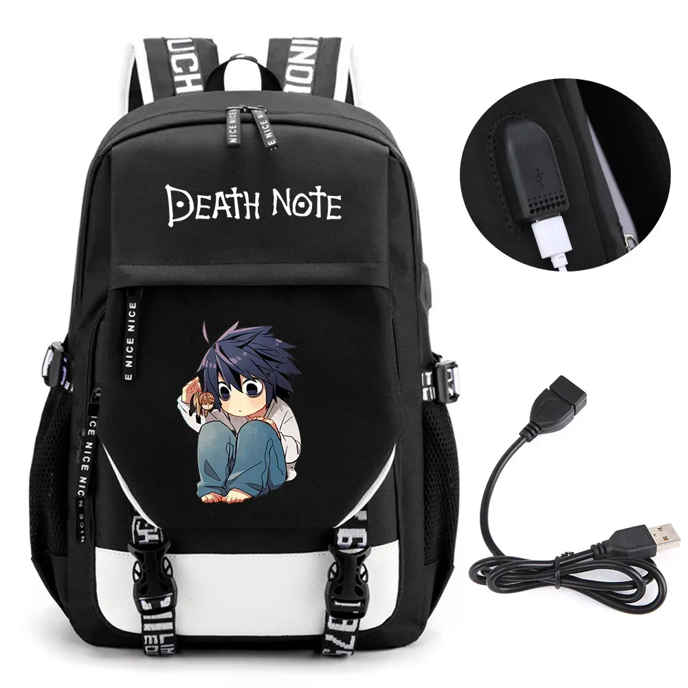 anime death note sac à dos école livre sacs mochila voyage usb port sac ordinateur portable garçon filles cadeau