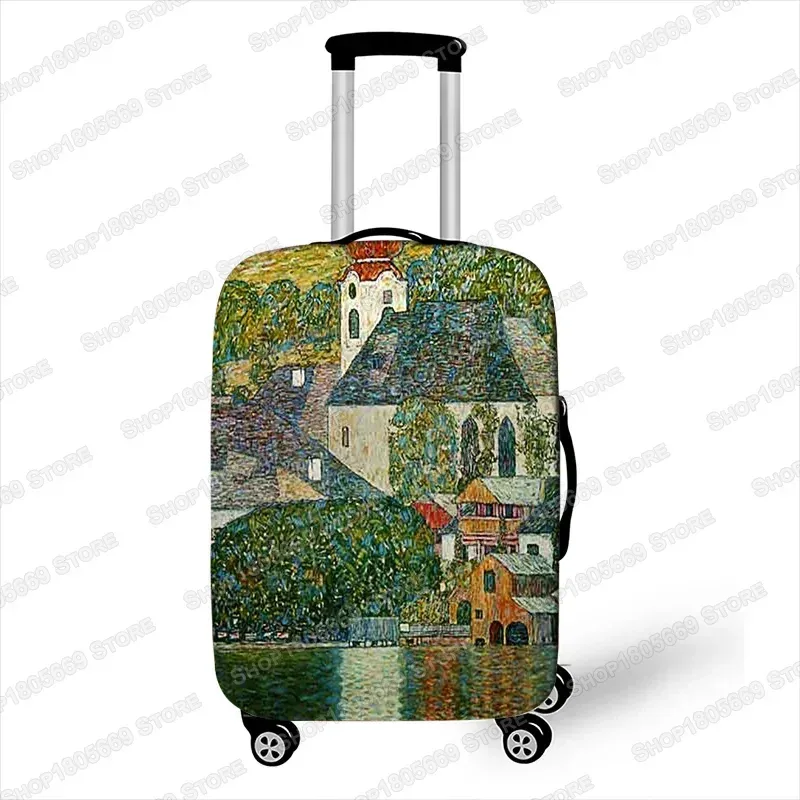 gustability-juste de valise de voyage pour femme, peinture à l'huile klimt, van gogh, nuit étoilée, housses avec housse anti-poussière élastique