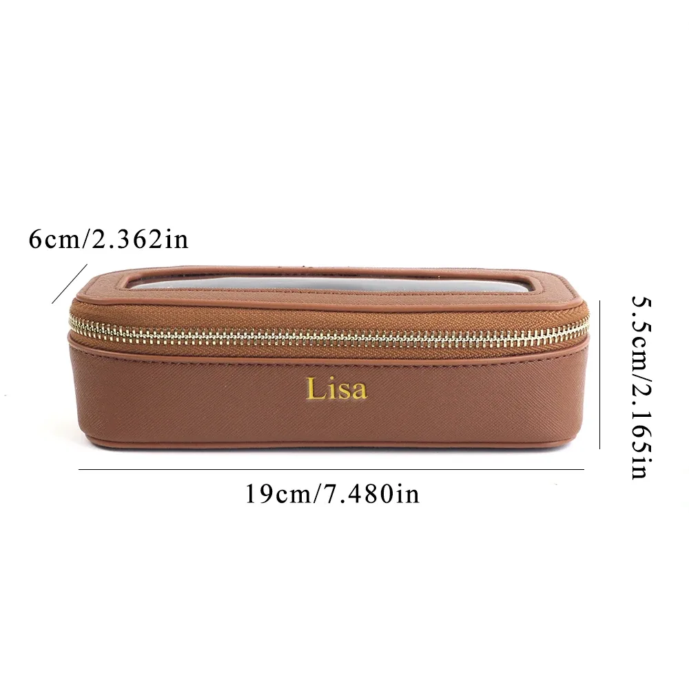 sac de rangement portable en cuir pu transparent personnalisé pour pinceaux de maquillage, accessoire de rangement pour articles de toilette quotidiens