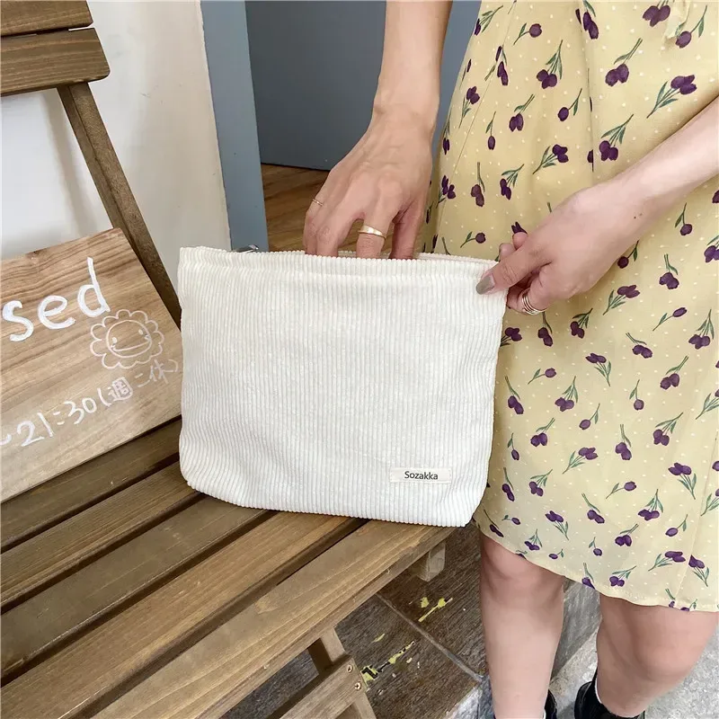 trousse de maquillage en velours côtelé pour femme, trousse cosmétique à imprimé floral rétro, étuis de rangement de beauté, poudres de maquillage de voyage