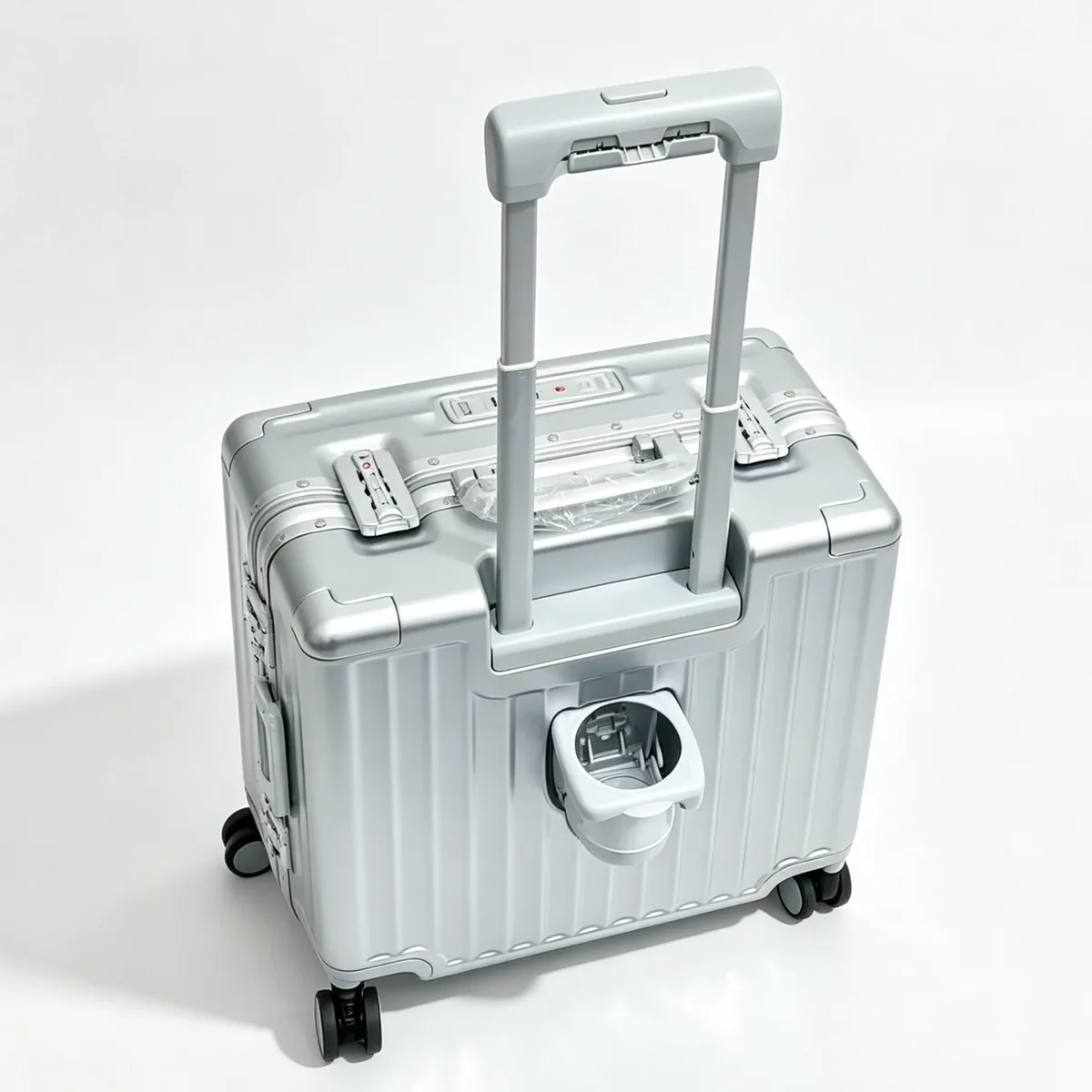 valise à ouverture frontale 18 pouces, bagage à main pour femme, valise à roulettes, coque rigide en pc avec cadre en aluminium, serrure tsa